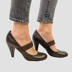 Vintage Y2K Kristin Davis Brown Leather Mary Jane Pumps Sz 8
